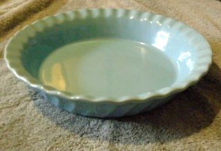 Paula Deen 9 " Pie Plate Baking Pan Stoneware Fluted Ruffled Edge Light Blue Euc