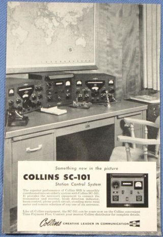 Vintage 1956 Collins Sc - 101 Transmitter Ham Radio Print Ad