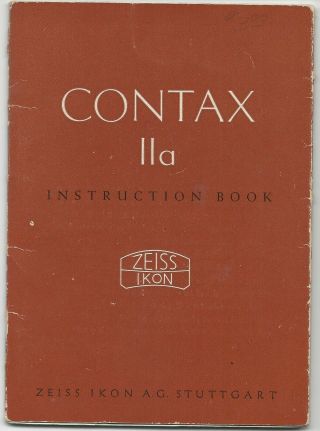 1951 Zeiss Ikon Contax Iia Instruction Book
