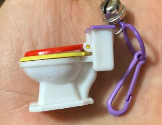 VTG 80 ' s Purple Tank Lid Toilet Clip On Charm w Bell for Plastic Charms Necklace 3