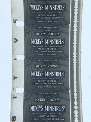 16mm Sound B/w Mickeys Minstrels Mickey Rooney Very P.  I.  2r Comedy 1934 Orig