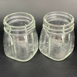 Set Of 2 Osterizer Oster Mini Blend & Store 8 Ounce Vintage Glass Jar Containers