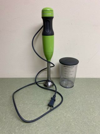 Kitchenaid 2 - Speed Immersion Hand Blender Mixer Appliance With Jar - Green Apple