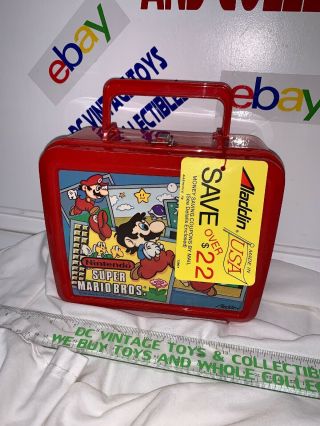 Vintage 1988 Nintendo Mario Bros.  Plastic Lunchbox Red Aladdin
