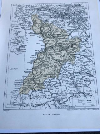 1923: Map Of Ayrshire 97 Year Old Print The Maiden Rocks Kelburn Castle Photo