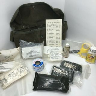 Vintage Us Army Military Belt Type First Aid Kit Fully Stocked W Supplies