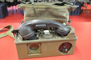 Military Army Surplus Field Telephone/phone Ta - 312/pt W/canvas Case Cy - 1277b
