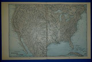 Vintage 1903 Topographical Map Of The United States Old & Authentic