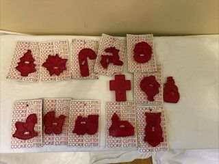 13 Vintage Hrm Red Plastic Holiday Christmas Baby Shower Cookie Cutters