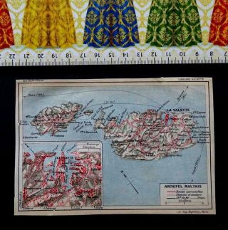 Old Map Of The Island Of Malta,  And City Of Valletta. ,  Year : 1927.