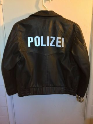 German Police Bundespolizei Surplus Leather Jacket Polizei Small