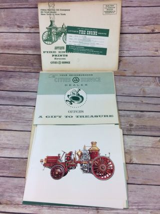 Vintage Cities Service Oil Co Antique Fire Engine Prints Truck Pictures
