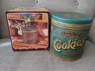 Vintage Homestyle Cookies Tin Can Ballonoff 1979 Retro Metal Cookie Jar