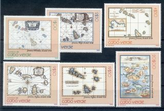 Cape Verde 1988 Compl.  Set 6 Stamps Mnh Old Maps - Mi.  No 535 - 540