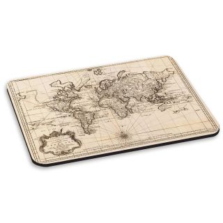 Vintage Old World Map 2 Pc Computer Mouse Mat Pad - Round Globes Retro Travel