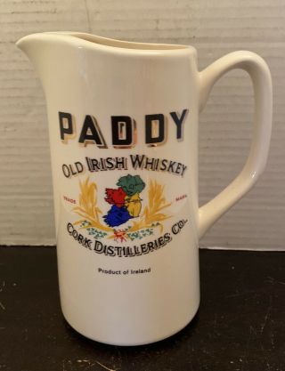 Vintage Paddy Old Irish Whiskey 7” Pitcher Oxford Ireland Cork Distilleries Co