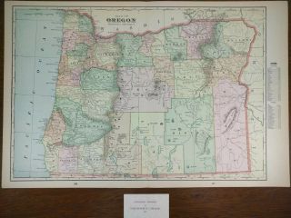 Oregon 1901 Vintage Atlas Map 22 " X14 " Old Antique Coquille Grants Pass Portland