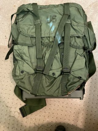 Us Military Medium Alice Pack Od,  With Frame,  Straps & Kidney Pad