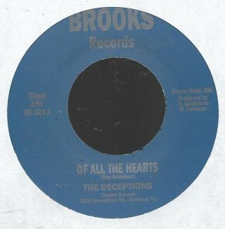 The Deceptions ‎– Of All The Hearts Vinyl,  7 ",  45 Rpm,  Reissue,  Mono,  Repress