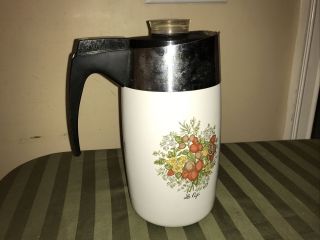 Vintage Corning Ware Spice Of Life 10 Cup Percolator Coffee Pot - No Cord
