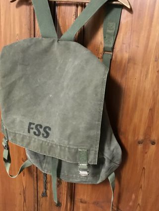 VTG WWII 1942 FSS US Air Force Military Flight Service Canvas Backpack Ruck Sack 2