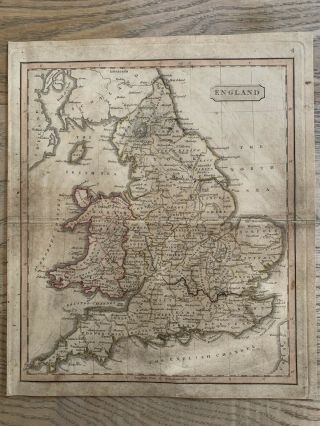 1826 Engalnd & Wales Hand Coloured Antique Map By John Cary 194 Years Old