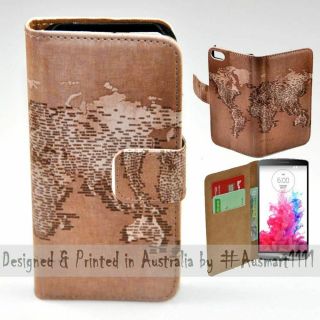 For Lg Series Mobile Phone - World Map Old Script Print Wallet Phone Case Cover