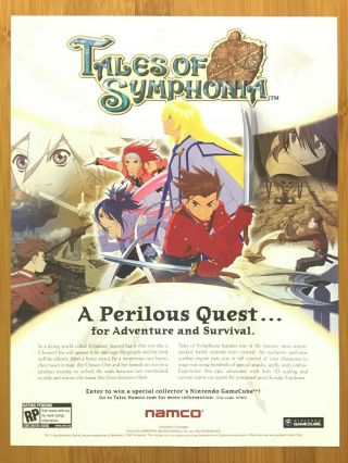 Tales Of Symphonia Gamecube 2004 Vintage Print Ad/poster Official Rpg Promo Art