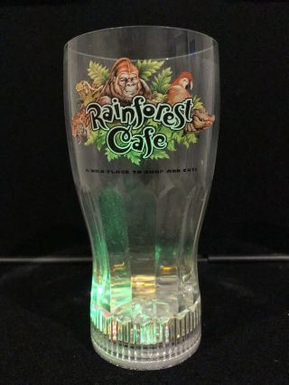 Rainforest Cafe Plastic Glass Cup With Light Up Colorful Base Wild Place 7 " Tall