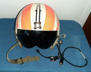 Us Aircraft Carrier Flight Deck Cranial Crew Helmet W/ Comms Microphone