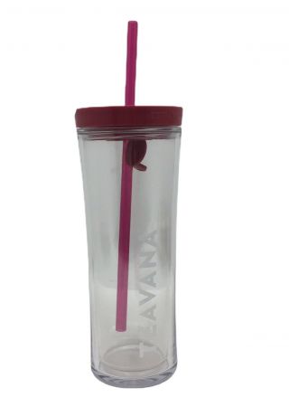 Teavana Starbucks Tumbler Dark Pink With Straw Hot Cold Contigo Lid Cup Mug