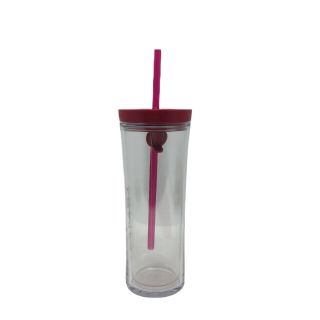 Teavana Starbucks Tumbler Dark Pink With Straw Hot Cold Contigo Lid Cup Mug 3