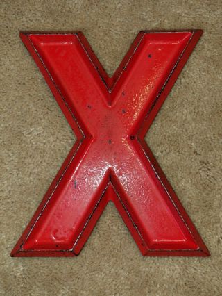 8  Vintage Mid Century Adler Silhouette Red Cast Metal Marquee Sign Letter X