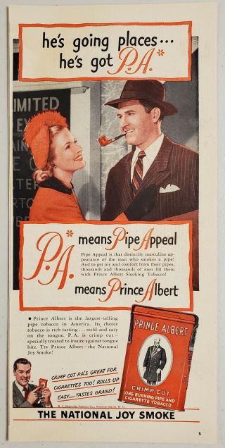 1948 Print Ad Prince Albert Tobacco Happy Lady Watches Man Smoking Pipe