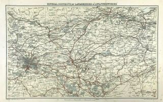 Old Map Lanarkshire Linlithgowshire Mineral Districts Gazetteer Scotland 1882