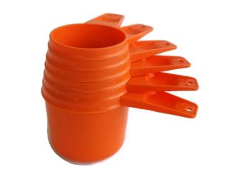 Tupperware Vintage Nesting Measuring Cups Bright Orange Complete Set Of 6