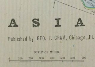 Asia 1901 Vintage Atlas Map 22 " X14 " Old Antique Arabia Japan Nepal