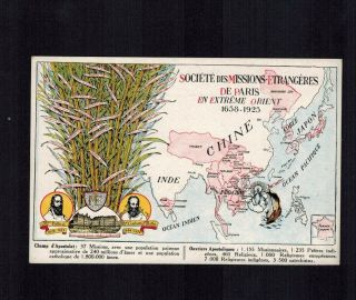 Postcard Old Map Of China Tibet Manchuria Missionaries Missionary Society A