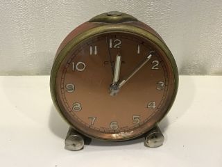 Vintage Cyma Watch Co.  Metal Wind Up Travel Alarm Clock - Swiss Made 563