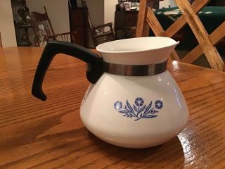 Vintage Corning Ware,  Blue Corn Flower,  P 104,  6 Cup Coffee Pot No Lid