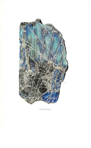 Art Print Old Map School Affiche Papier Minéraux Géologie N°158 Labradorite Cana