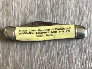 Vintage Imperial Advertising Pocket Knife Woodman Accident & Life Co Lincoln Ne