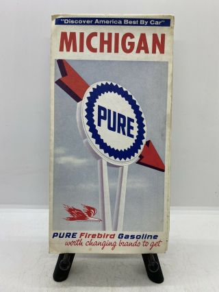 Old Gas & Oil Vintage 1966 Pure Firebird Gasoline Advertising Michigan Road Map