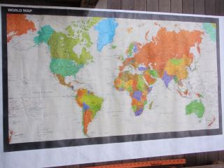 Vintage Map Huge Colorful Tyvek Old World Map 60 X 35.  5 Inches Geography