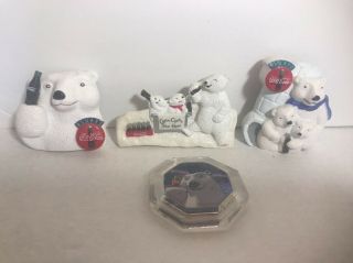 Coca Cola Refrigerator Magnets White Polar Bear Edition Set Of 4 Vintage Fridge