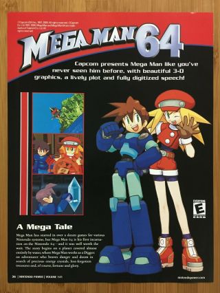 Mega Man 64 N64 Nintendo 64 2001 Vintage Print Ad/poster Official Promo Art Rare