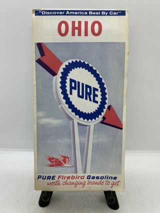 Old Gas & Oil Vintage 1966 Pure Firebird Gasoline Advertising Ohio Road Map
