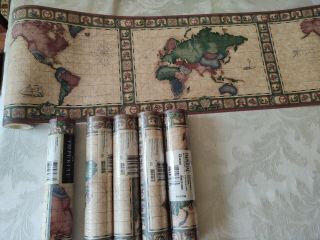 Old World Nautical Maps Charts Wallpaper Border Imperial Ax5033b