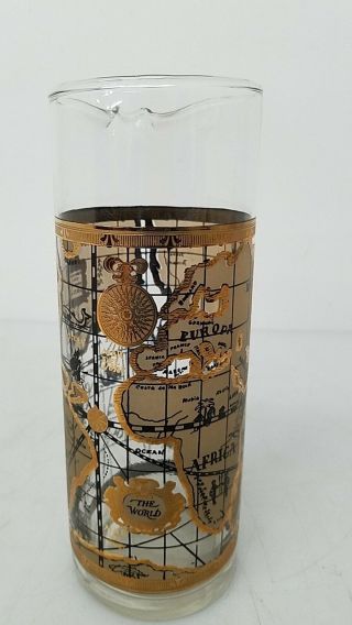 Vintage Mid - Century Cera Old World Map Nautical Cocktail Pitcher
