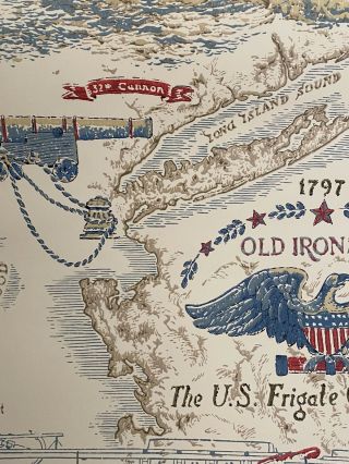 1960s vintage wallpaper Old Ironsides U.  S.  Constitution Map nautical Patriotic 3
